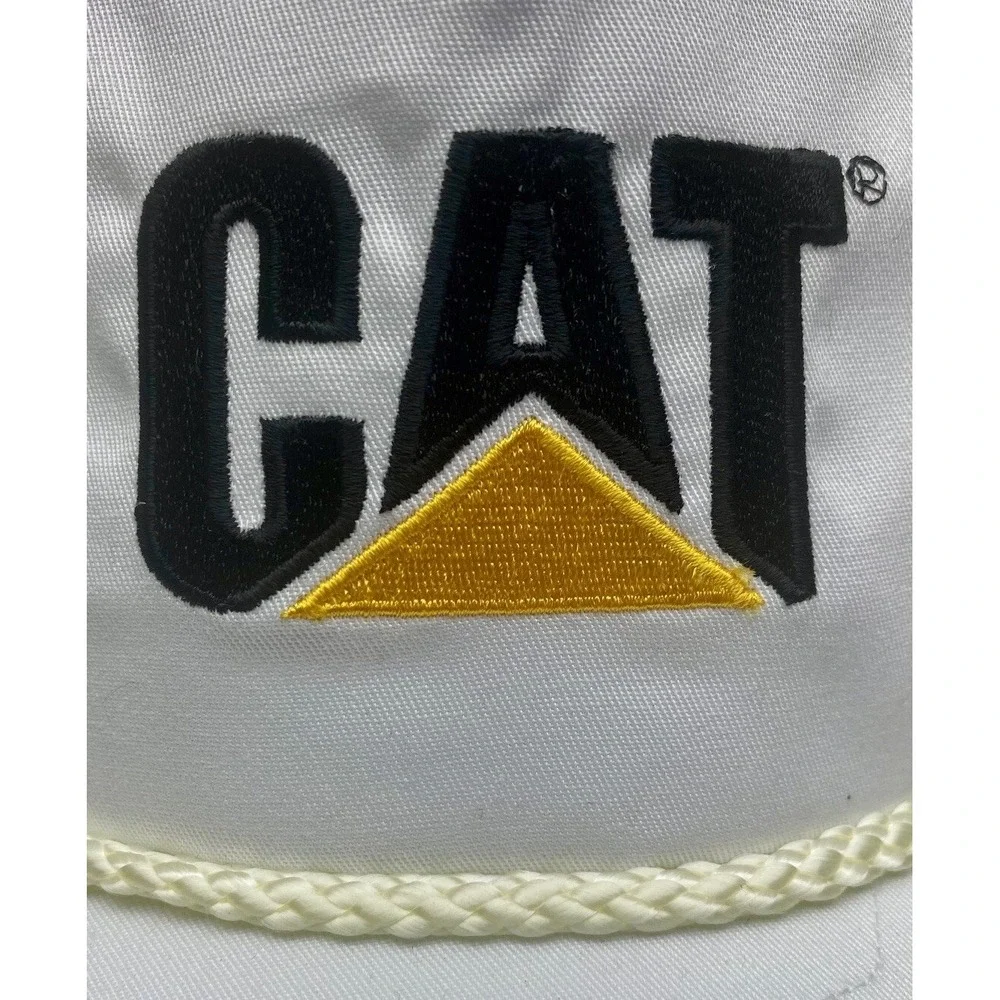 Vintage Caterpiller CYRK Cat Hat Cap Trucker Hat White Snapback‎ Adjustable
